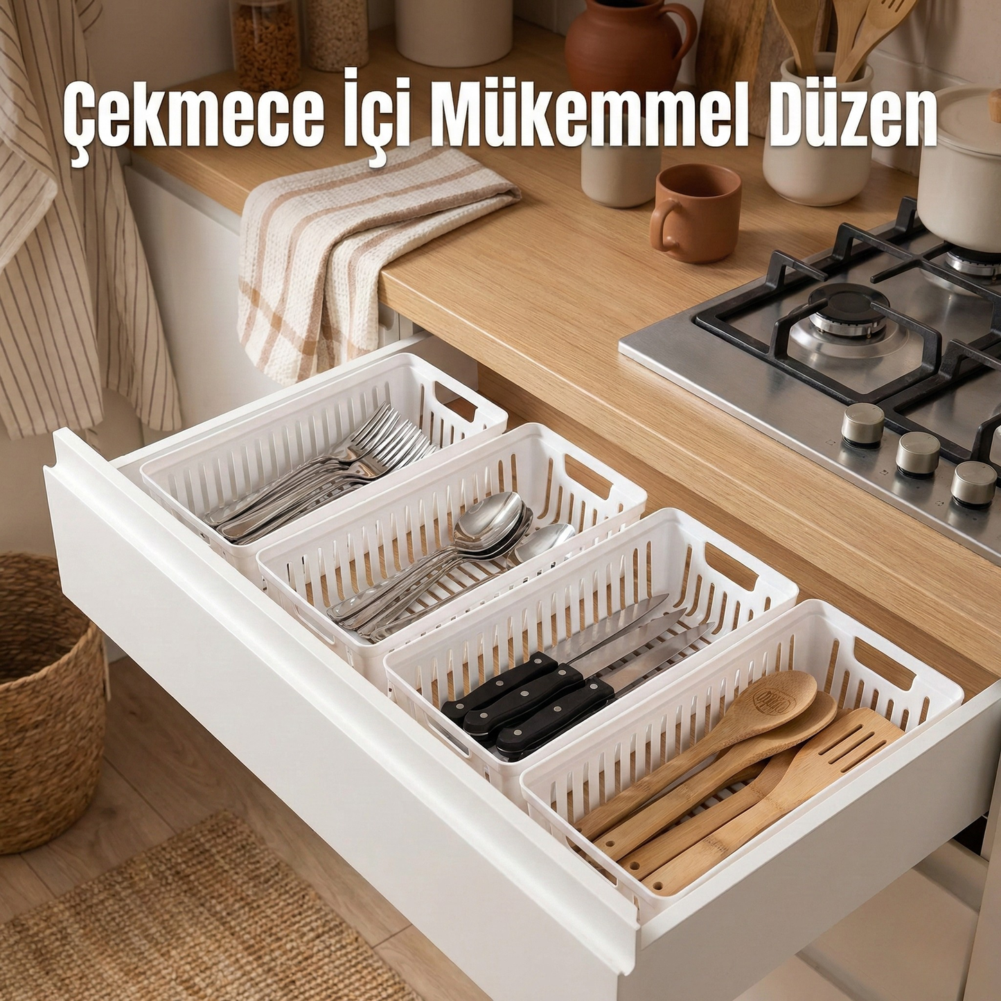 4’Lü Mutfak Çekmece İçi Düzenleyici